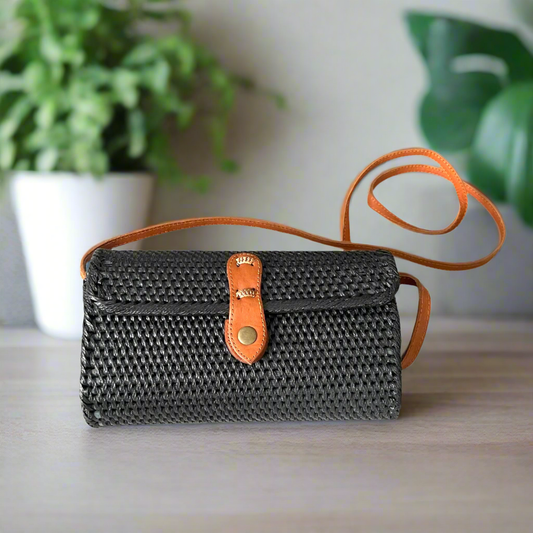 Barrel Rattan Purse - Black Purse Suzie Blue Canada Black