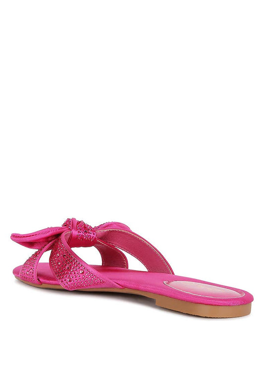 Fushia Bow Flat Sandals Footwear Rag Company