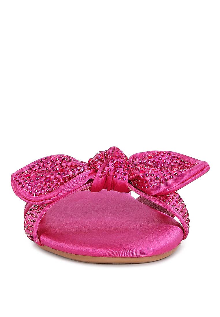 Fushia Bow Flat Sandals Footwear Rag Company