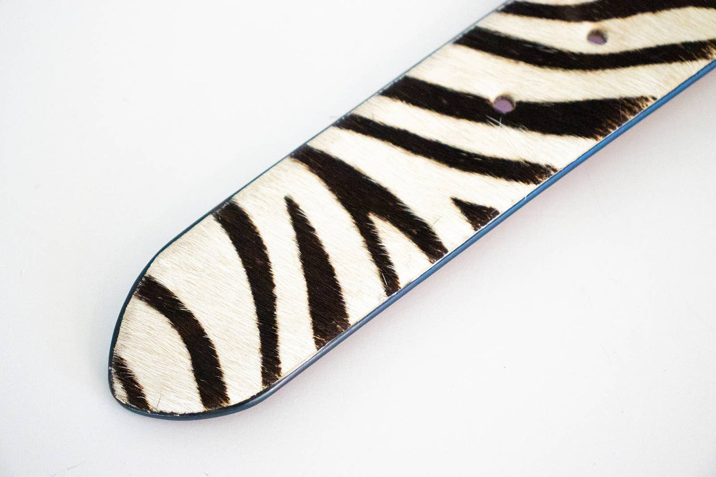 Zebra Print Leather Belt Ginger Blue