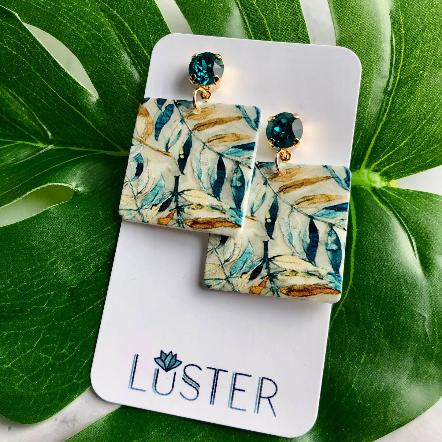 Leaf Square Statement Earrings Accessories LUSTER