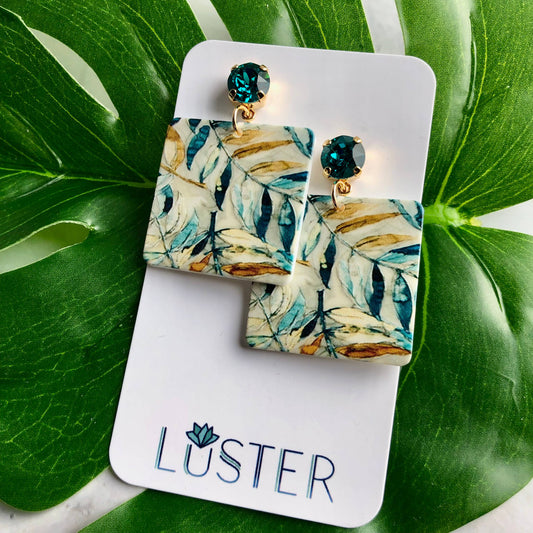 Leaf Square Statement Earrings Accessories LUSTER