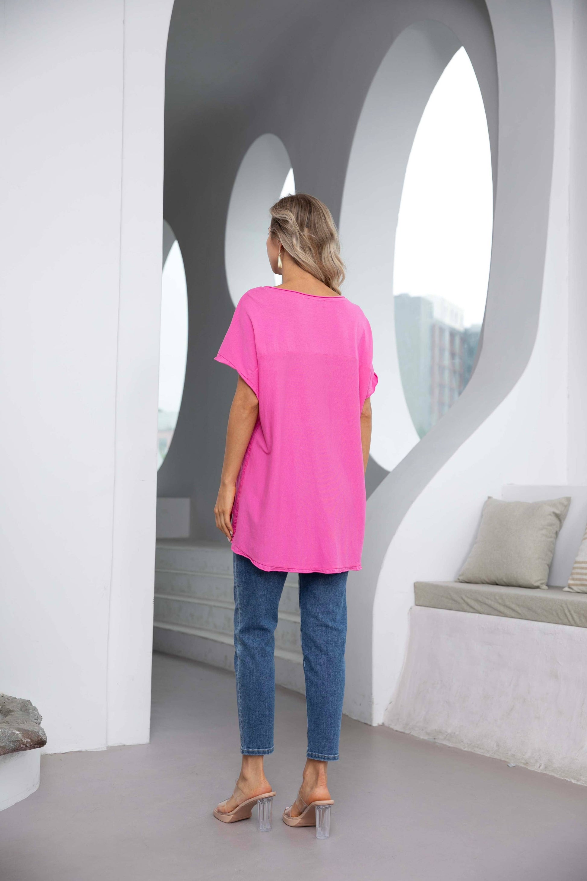 Printed Linen Top by Orange Fashion Tee Shirt Orange Fashion Village