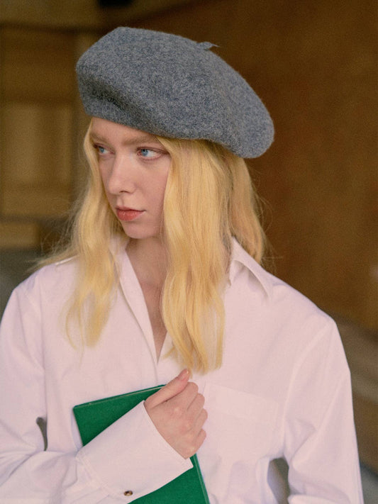 Wool Beret by Lost Pattern - Grey Accessories Lost Pattern NYC