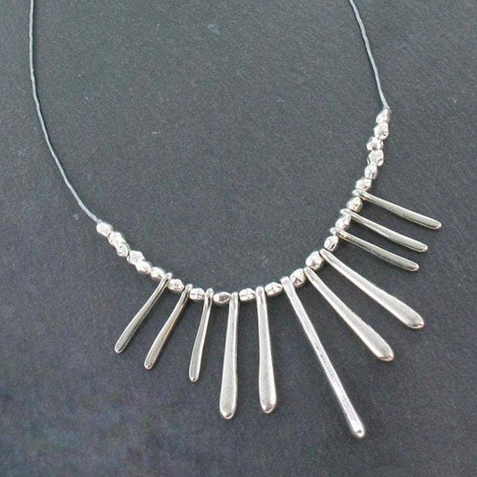 Drop Fan Necklace In Silver Plate Necklace Suzie Blue Canada