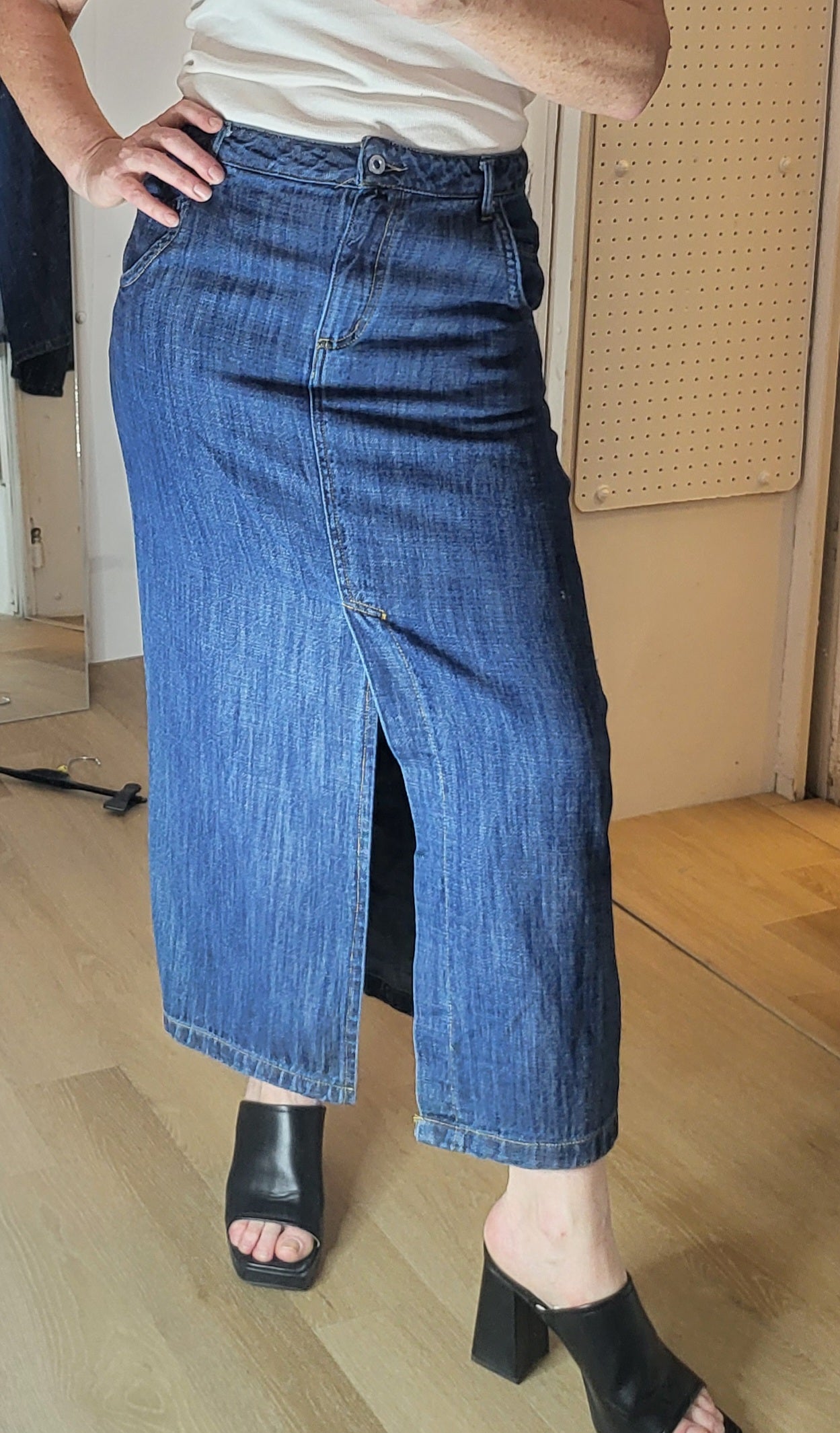 Denim Skirt with Slit by Elissia Europe - 50% Off!