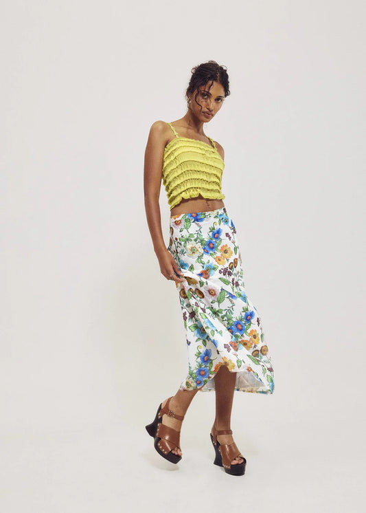 Antique Floral Midi Skirt by Hilary MacMillan Apparel Hilary MacMillan