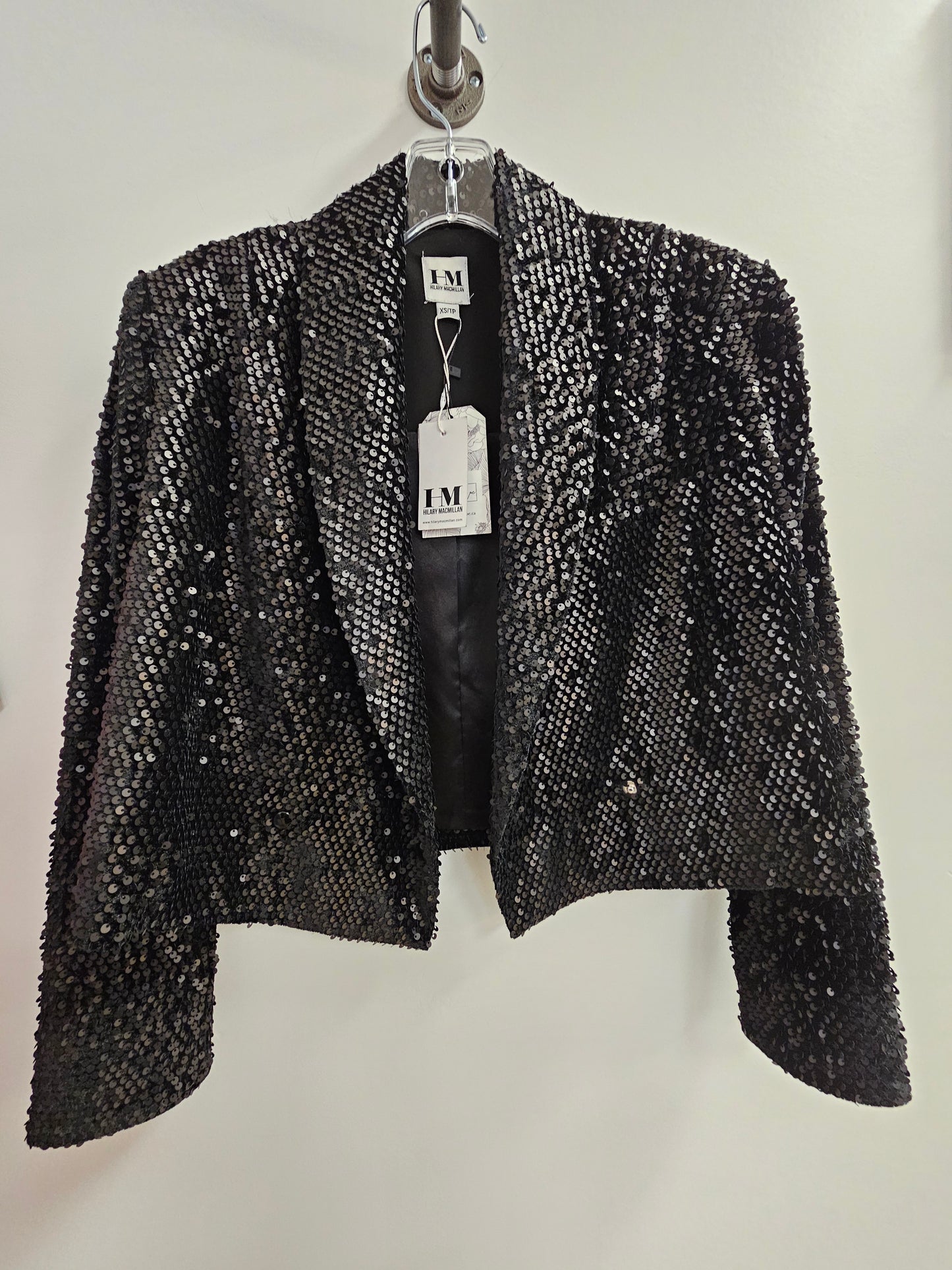 Sequin Crop Blazer by Hilary MacMillan Blazer Hilary MacMillan Black