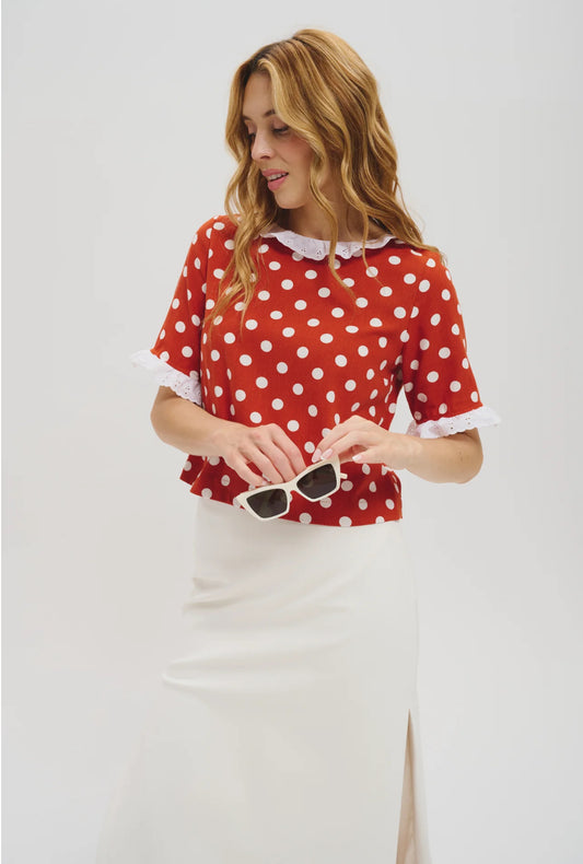 Polka Dot Short Sleeve by Lele de Baltzac Blouse Lele de Baltzac