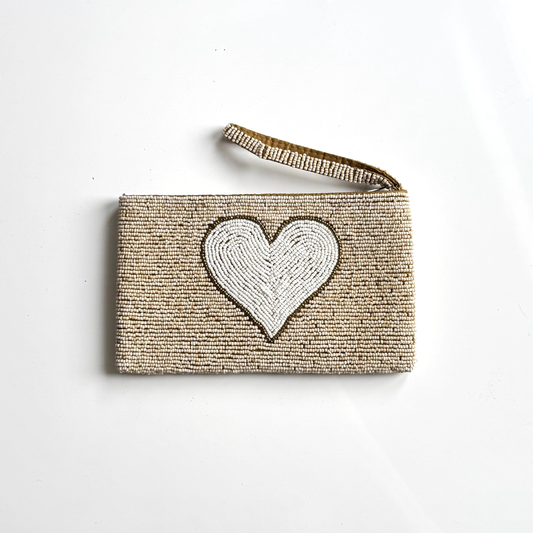 Beaded Heart Clutch by Suzie Blue Canada Purse Suzie Blue Canada Grey