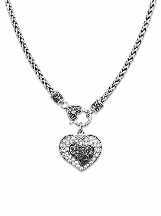Crystal Heart Charm Necklace Necklace King of Glitz