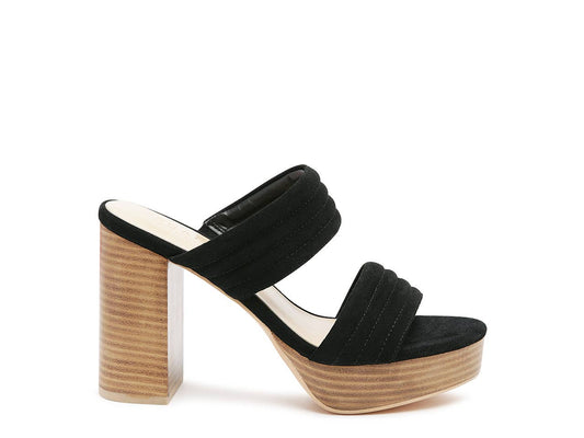 Slip-On Suede Block Heeled Sandal Shoe RagCompany
