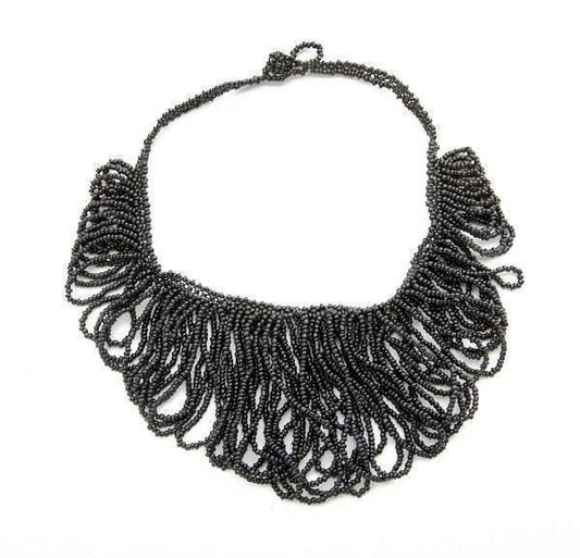 Fringe Short Looped Necklace Accessories Suzie Blue Canada Black