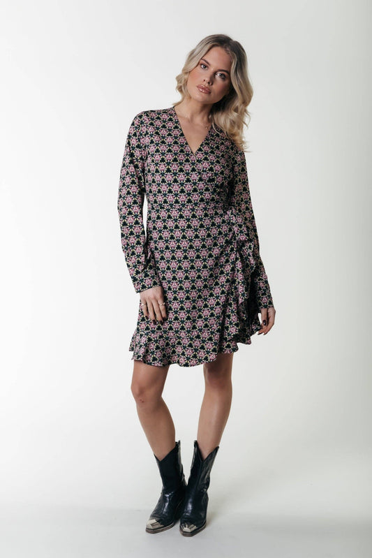 Telsi Wrap Dress L/S by Colourful Rebel Apparel Colourful Rebel Candy Pink