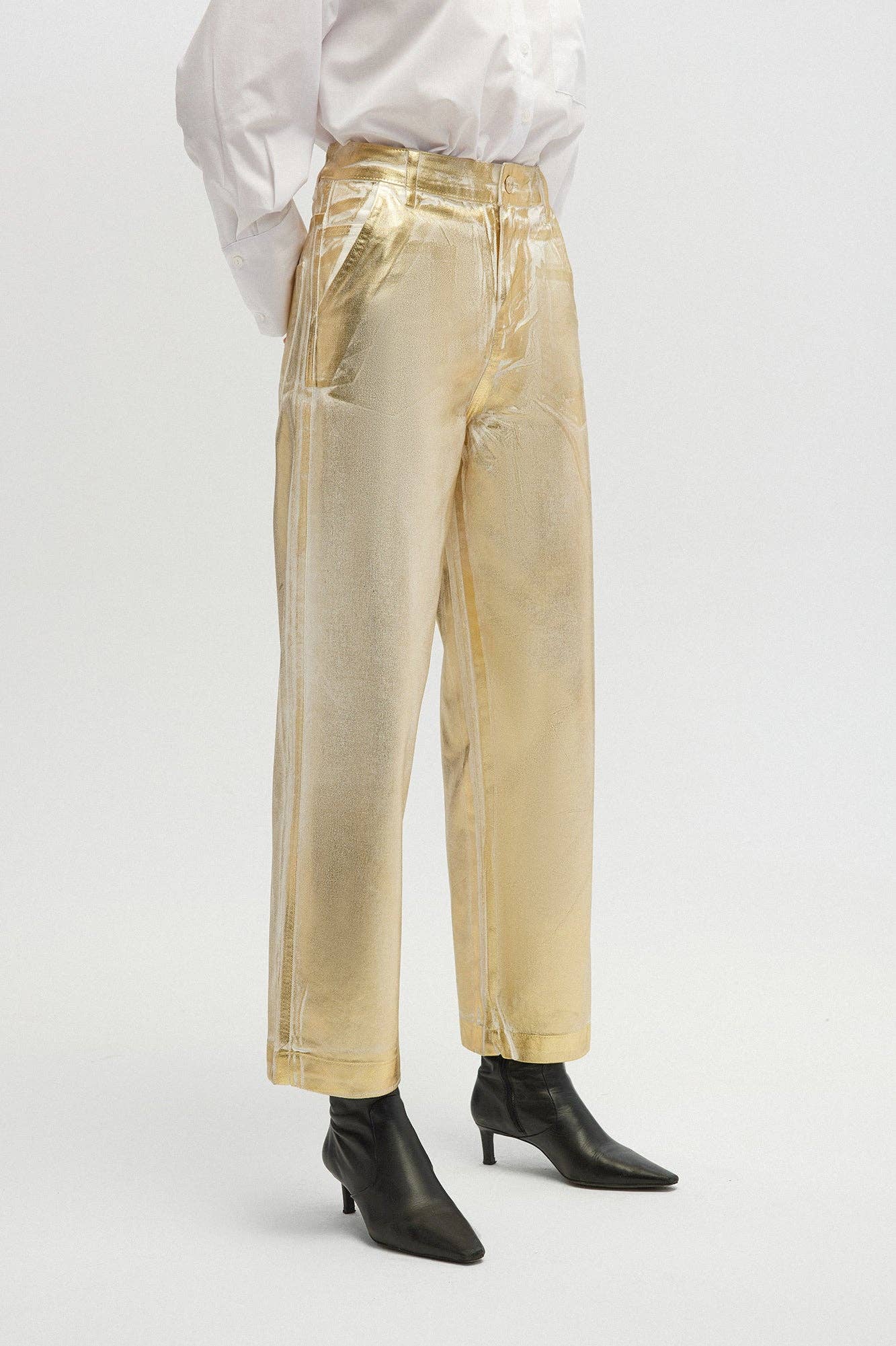 Wide Jeans with Gold Foil by Touché Apparel Touché Gold