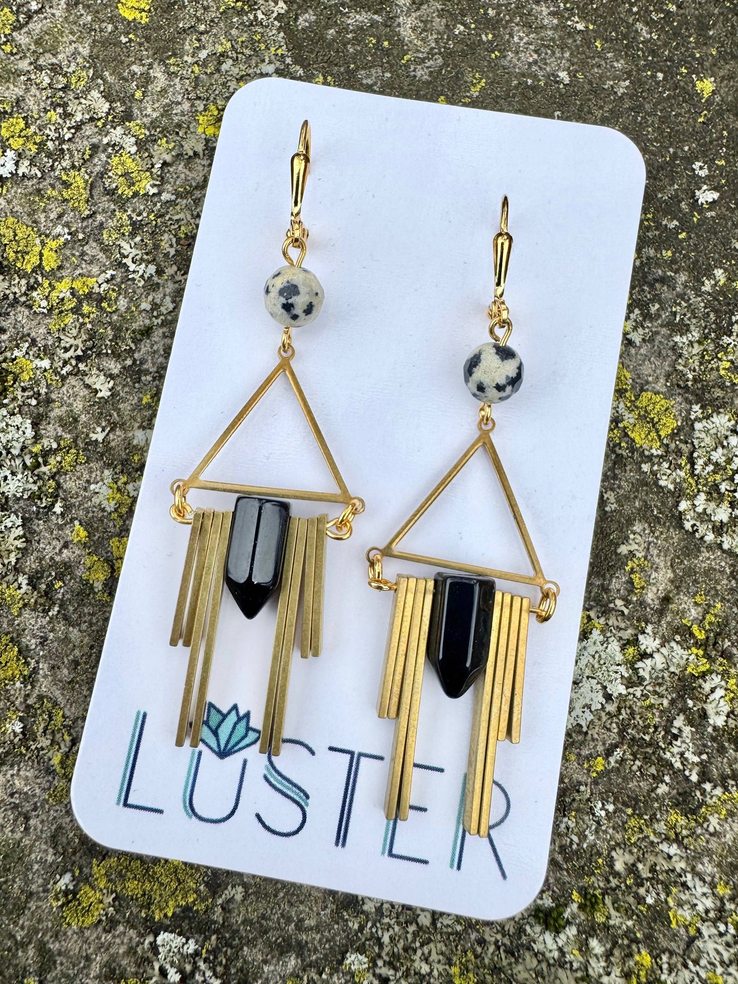 Brass + Stone Art Deco Earrings by Luster Accessories LUSTER