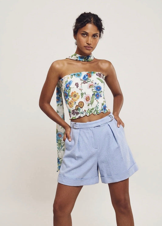 Floral Print Tie Bandeau Top by Hilary MacMillan Tank Hilary MacMillan
