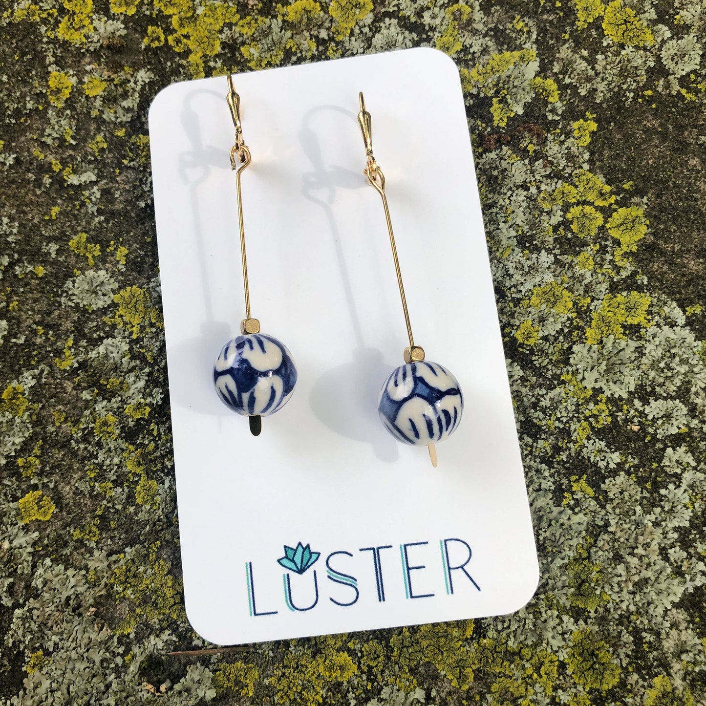 Brass + Porcelain Earrings by Luster Accessories LUSTER