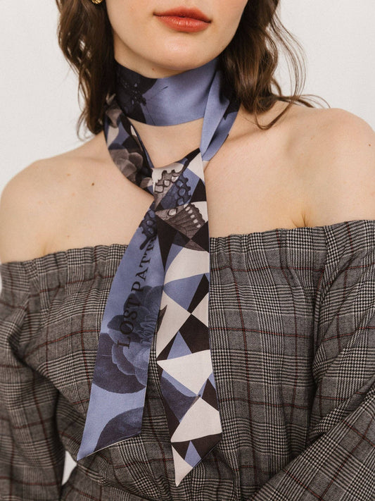 Silk Skinny Scarf by Lost Pattern NYC - Blue Accessories Lost Pattern NYC Blue