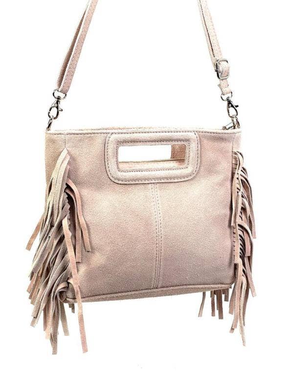 Leather Handbag with Fringes Handbag Chenson & Gorett Pink