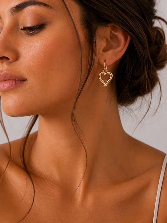 Open Heart Drop Earrings Earrings King of Glitz