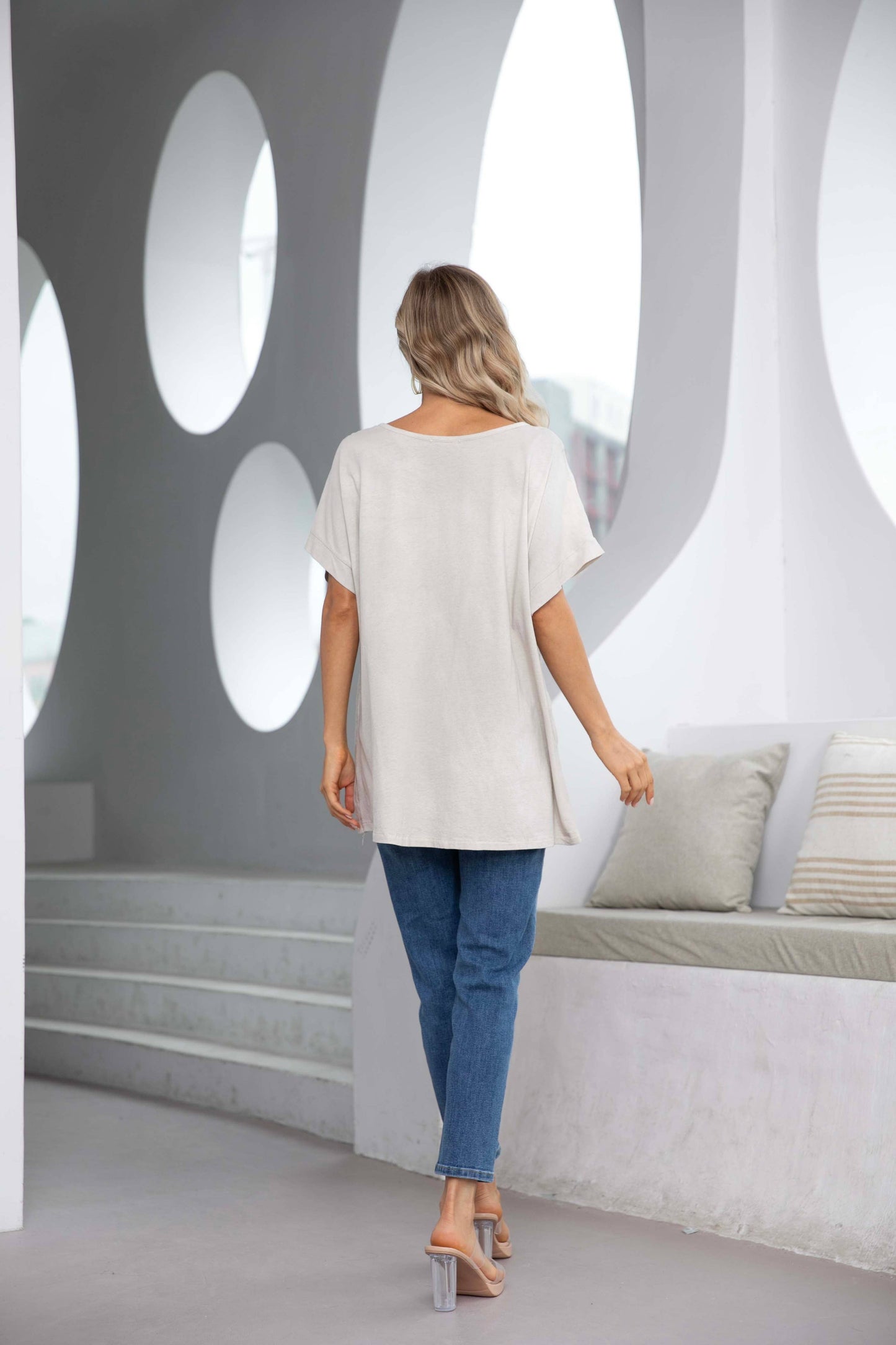 Printed Linen Top by Orange Fashion Tee Shirt Orange Fashion Village