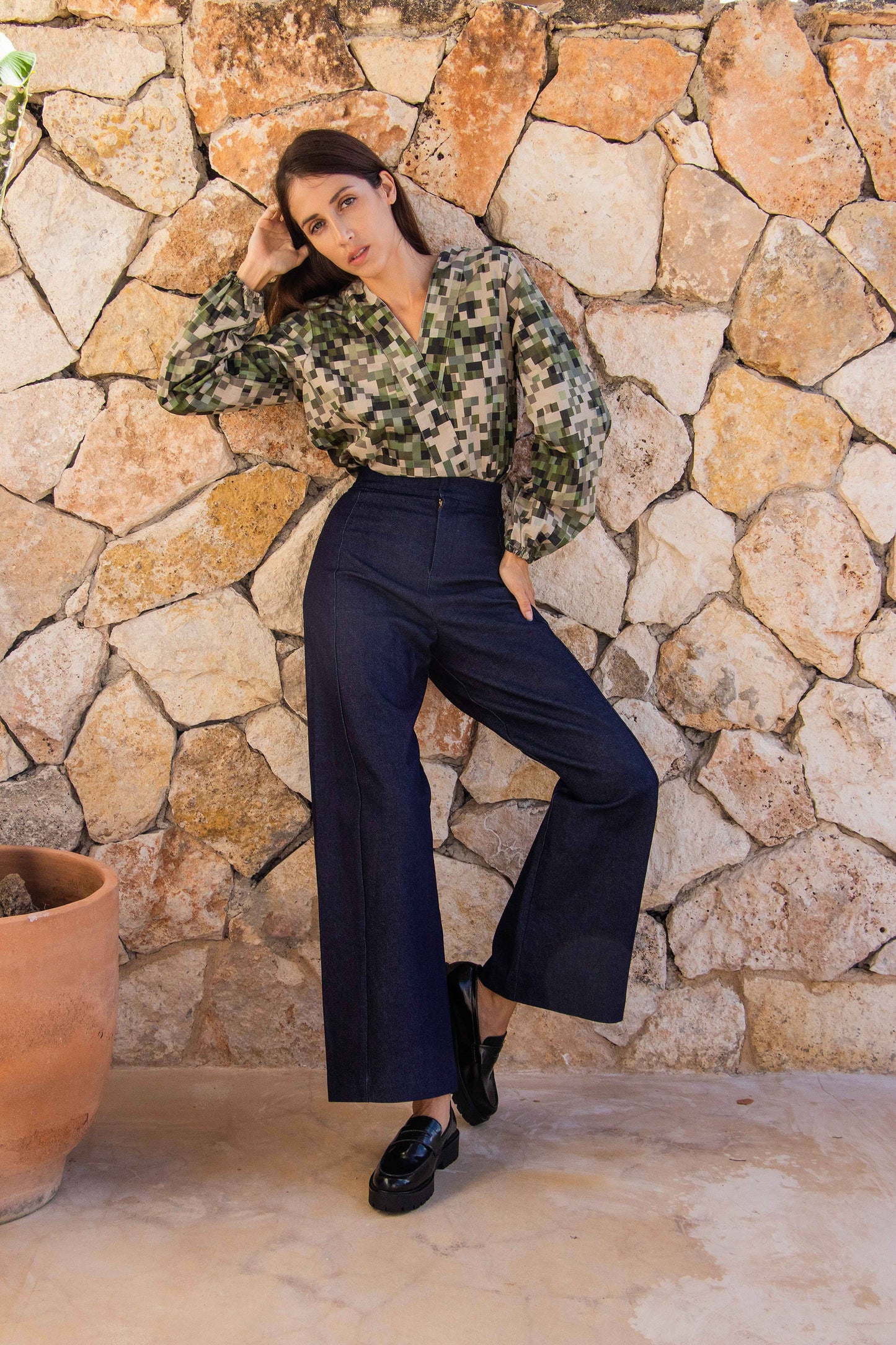 Manama Blouse in Camo by MAS Montreal Apparel MAS Montreal Camouflage