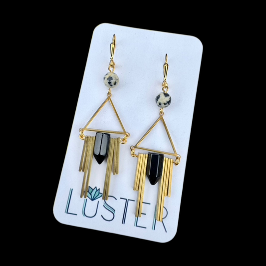 Brass + Stone Art Deco Earrings by Luster Accessories LUSTER