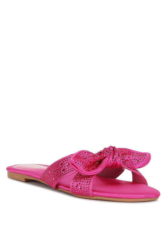 Fushia Bow Flat Sandals Footwear Rag Company FUSHIA