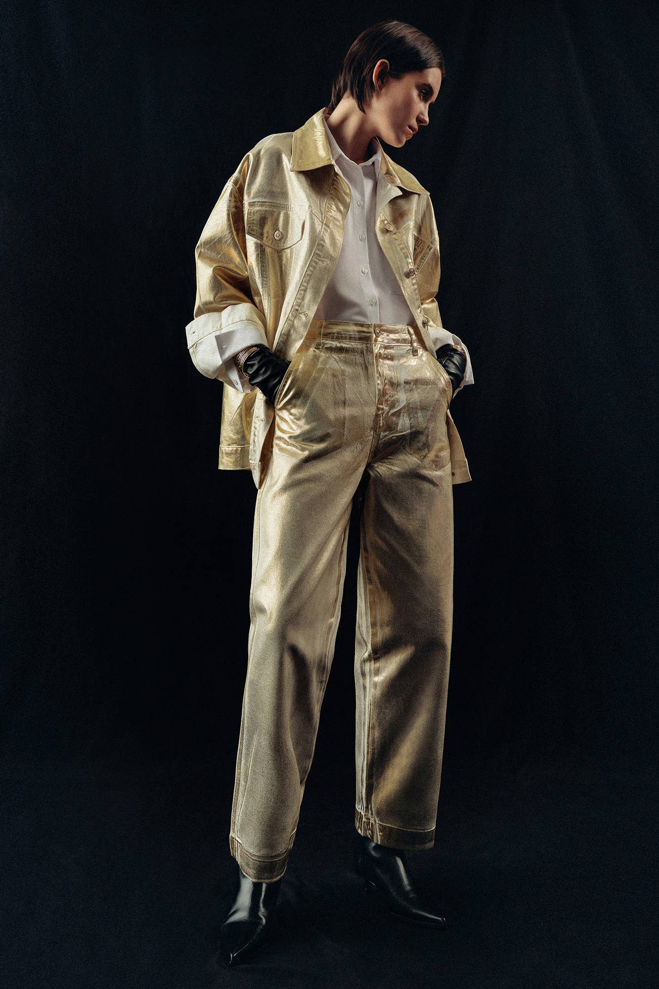 Wide Jeans with Gold Foil by Touché Apparel Touché