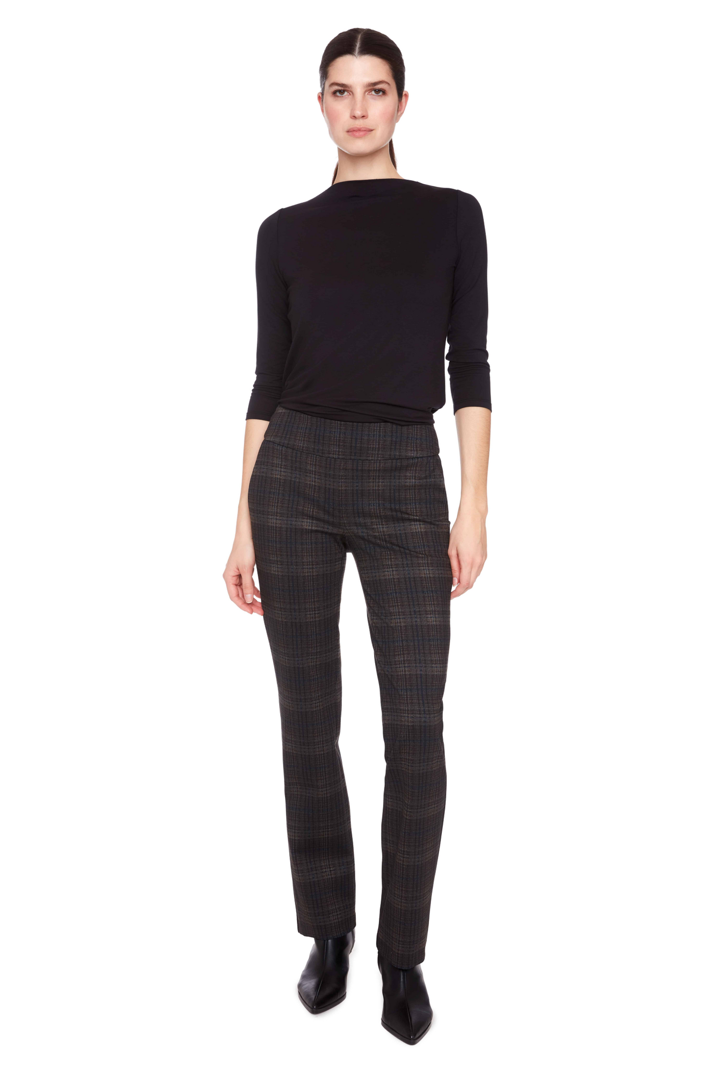 Plaid Pull-On Pant by Up! Bottoms up! Dark Plaid