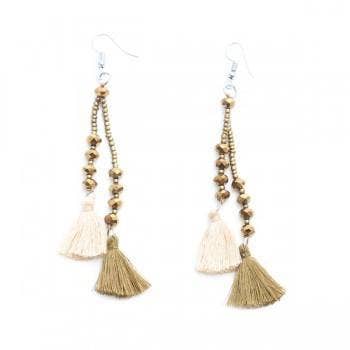 Double Tassel Crystal Drop Earring Suzie Blue Canada Bronze