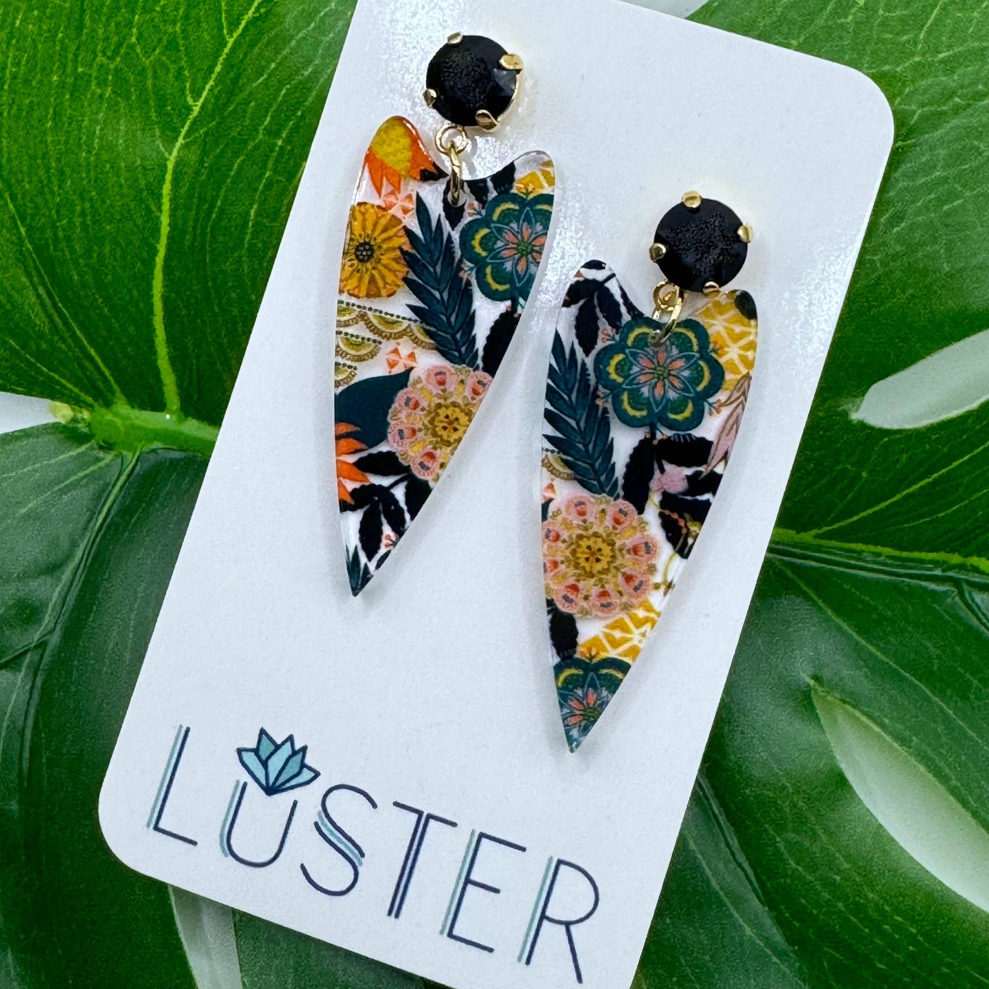Boho Heart Acrylic Floral Drop Earring by Luster Accessories LUSTER