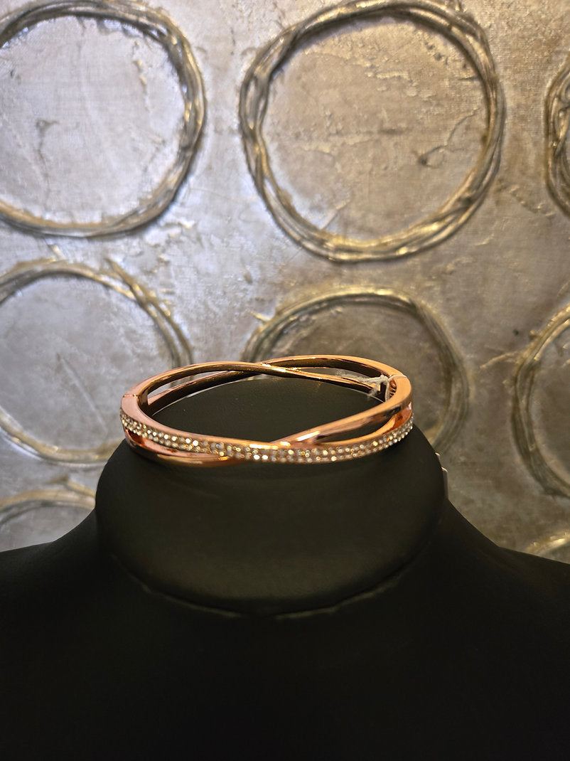 Cross Over Bangle with CZ by King of Glitz Bracelet King of Glitz