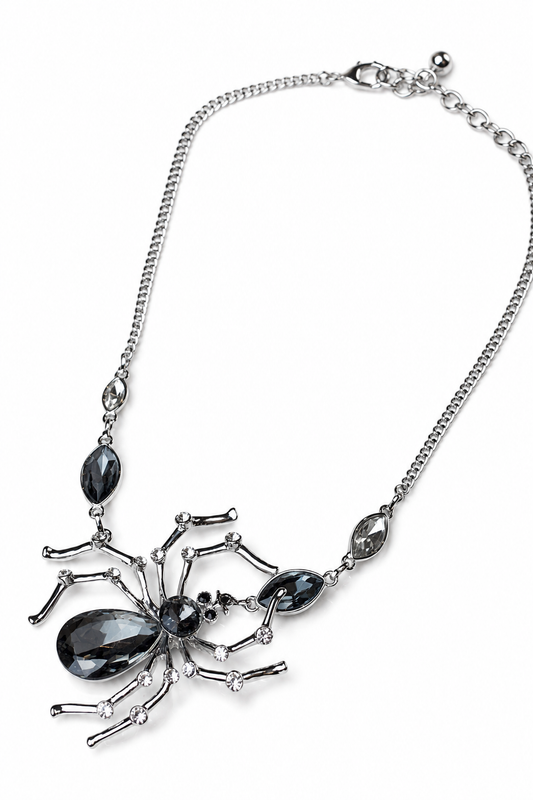 Crystal Spider Necklace Accessories King of Glitz