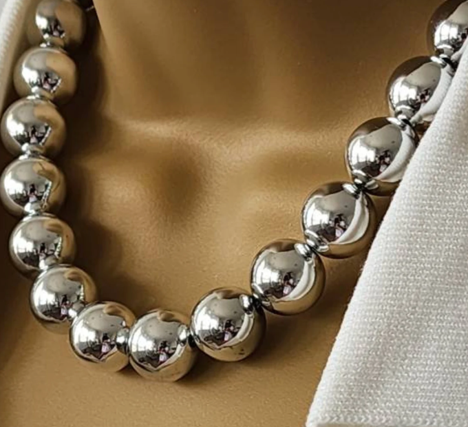 Ball Bead Necklace by Hoopla Style Necklace HoopLa Style Silver