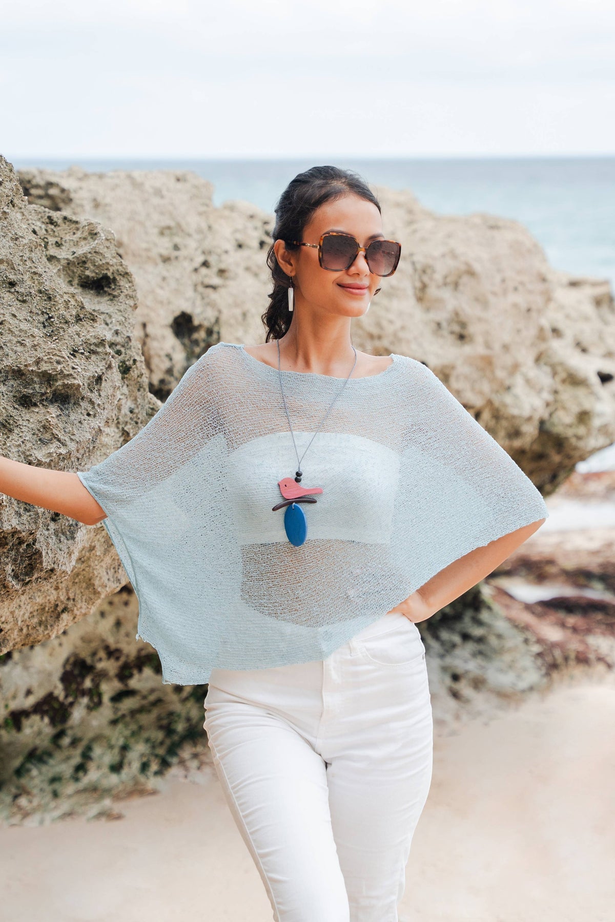 Sheer Mesh Poncho Wearable Accessories Suzie Blue Canada