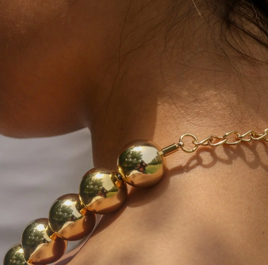 Ball Bead Necklace by Hoopla Style Necklace HoopLa Style Gold