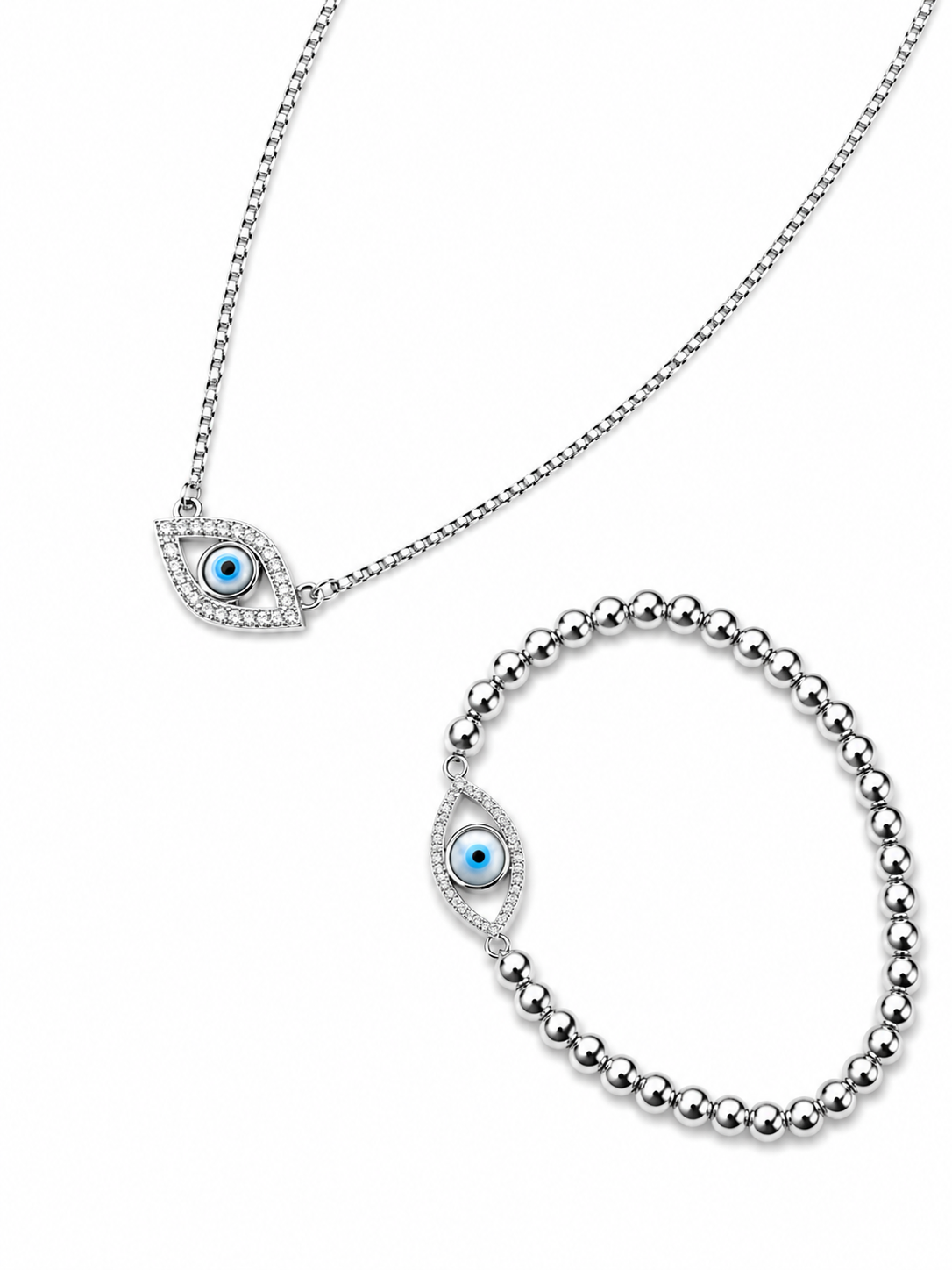 Crystal Evil Eye Necklace Accessories King of Glitz
