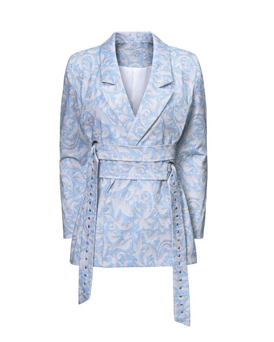 Double Belted Blazer by Hilary MacMillan Blazer Hilary MacMillan Blue