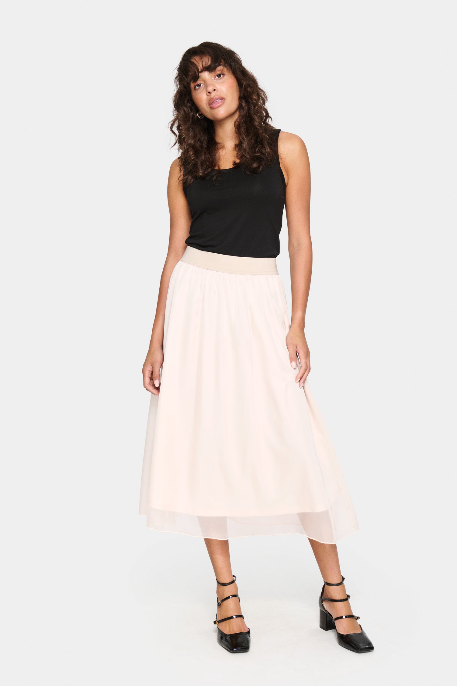 Elegant Layered Midi Skirt by Saint Tropez Skirt Saint Tropez