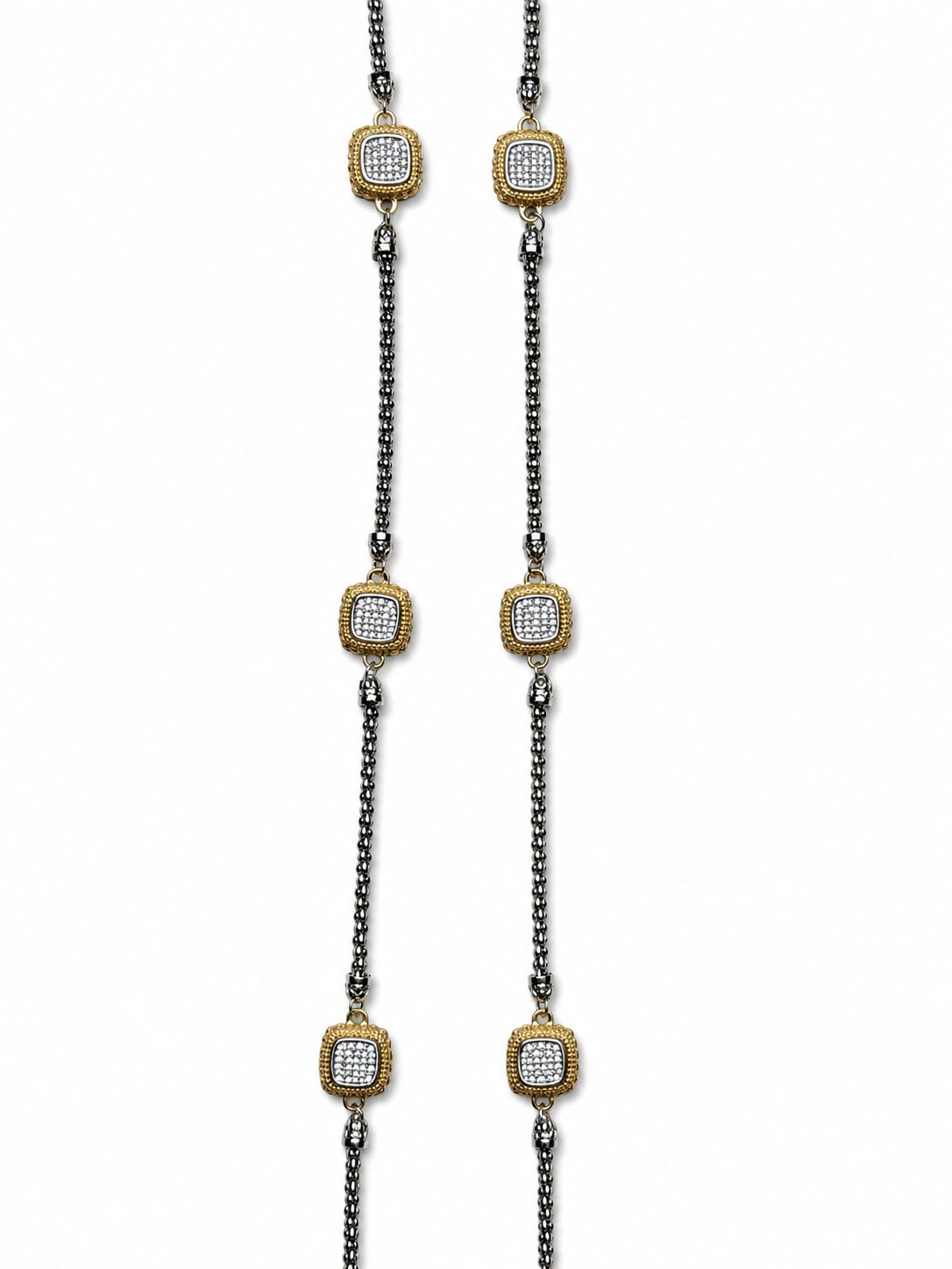 Golden Tile Layer Necklace Accessories King of Glitz