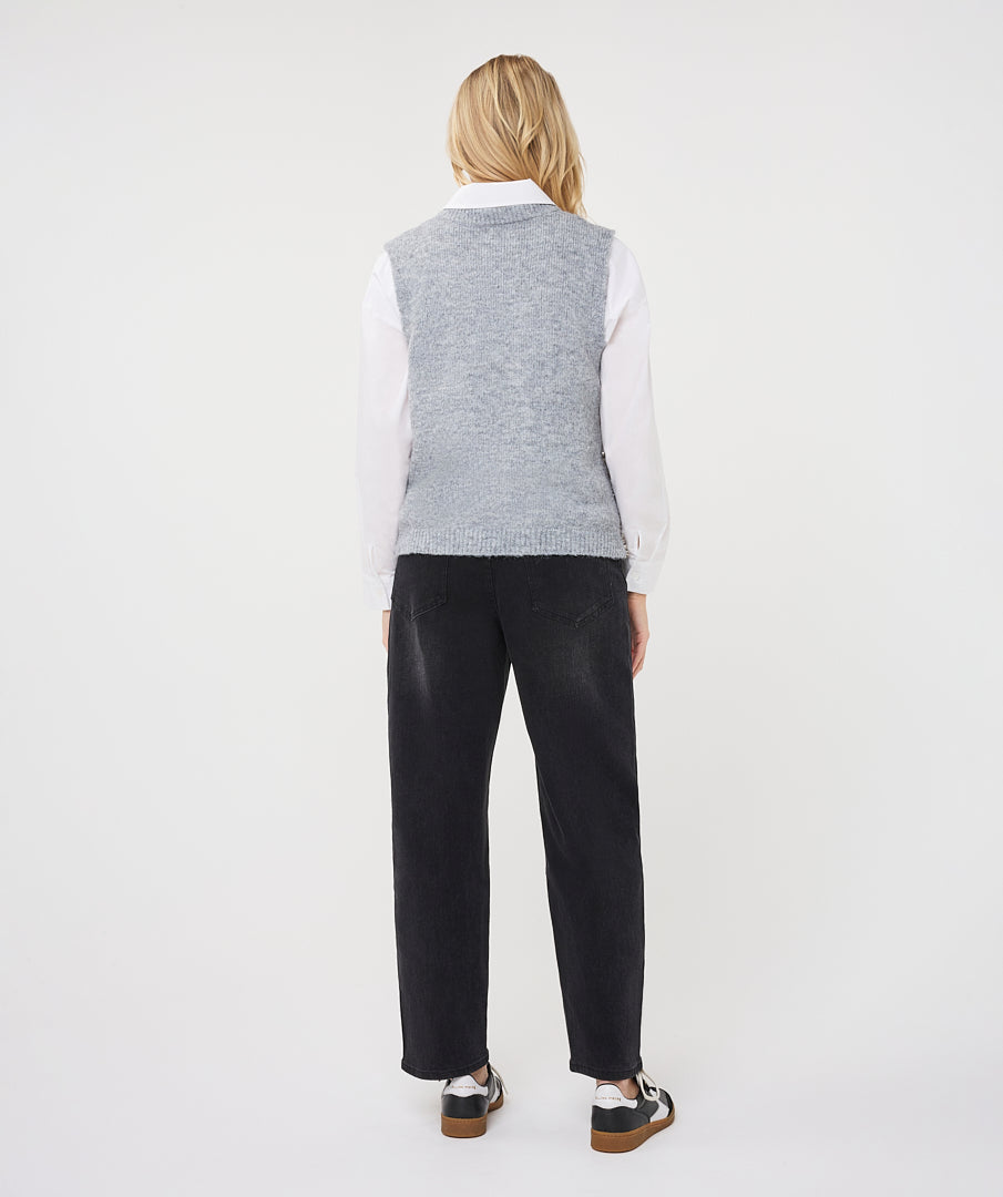 Diamond Knit Gilet by EsQualo in Light Grey | Maison Khloe