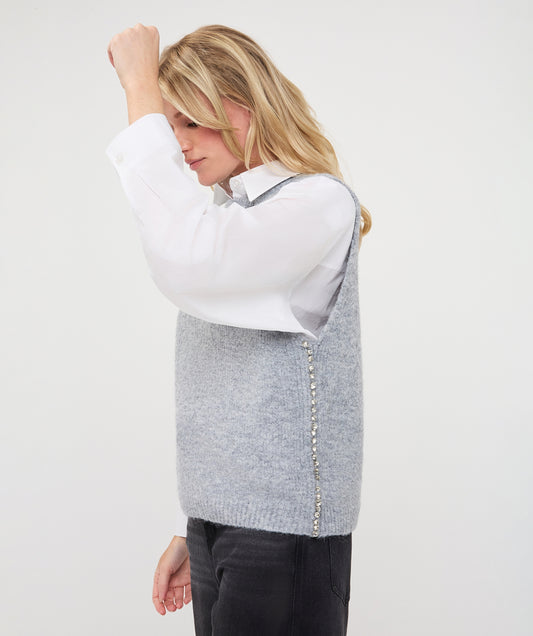 Diamond Knit Gilet by EsQualo in Light Grey | Maison Khloe
