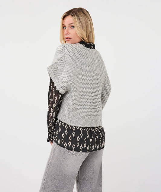 Knit Gilet Cardigan by EsQualo in Light Grey | Maison Khloe
