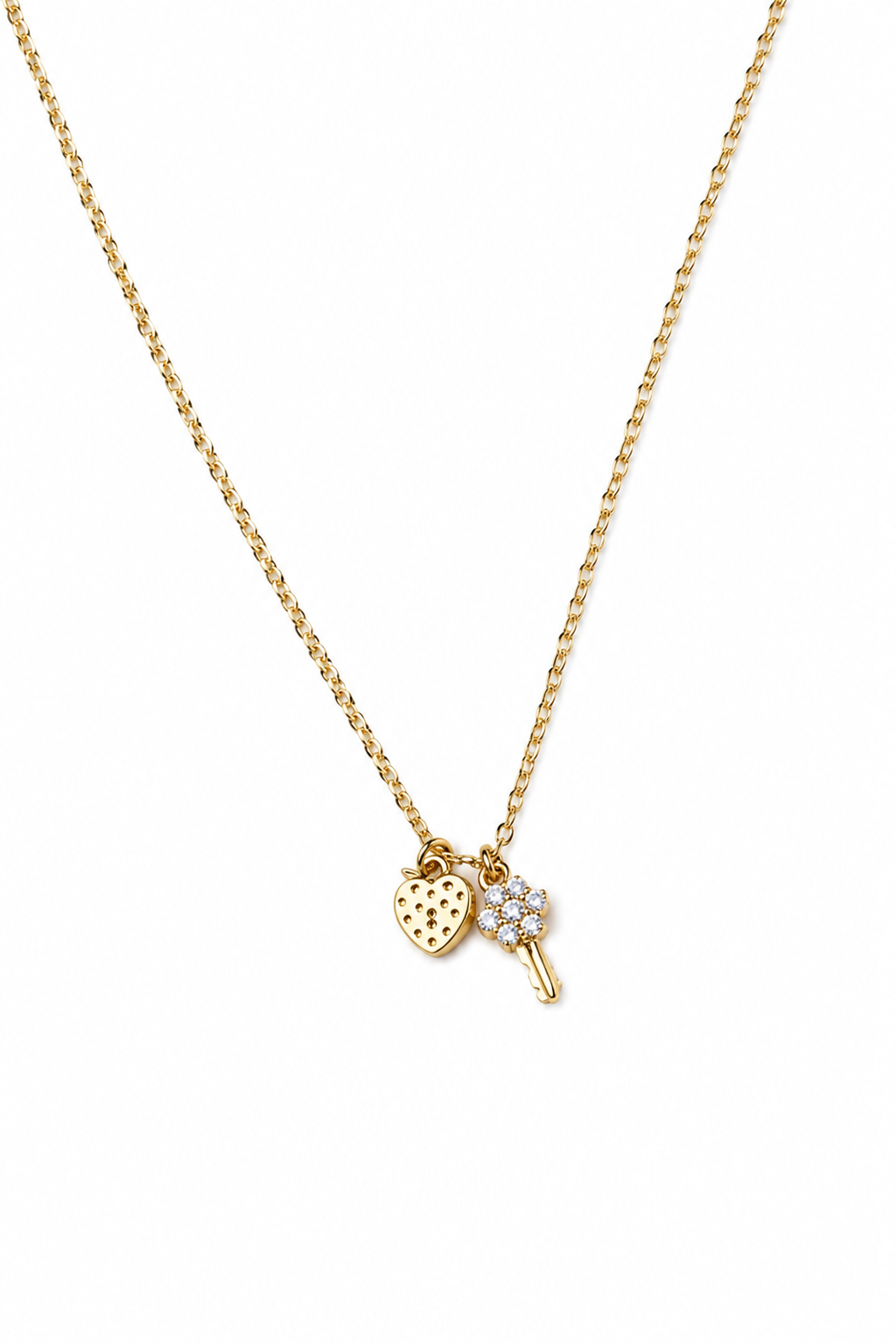 Heart & Key Charm Necklace Necklace Pretty Simple