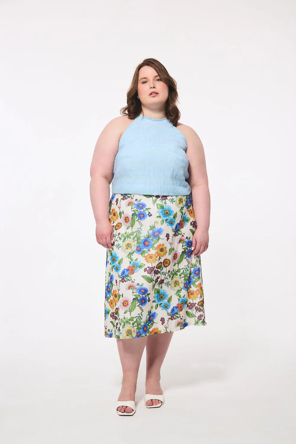 Antique Floral Midi Skirt by Hilary MacMillan Apparel Hilary MacMillan