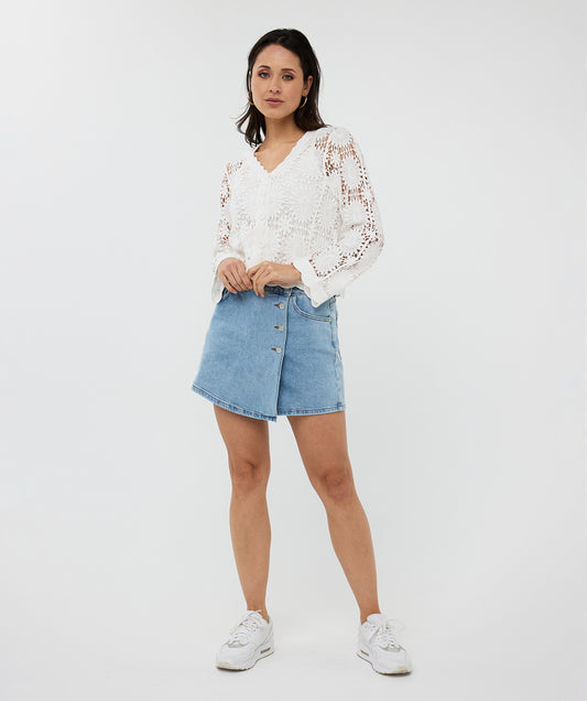 Denim Skort by EsQualo Shorts EsQualo