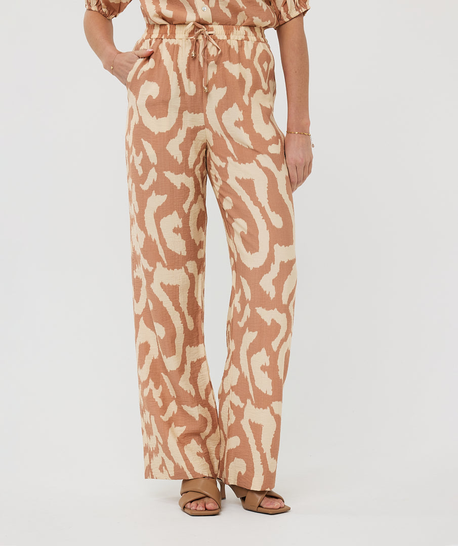 Printed Elastic Waist Trouser by EsQualo Trouser EsQualo