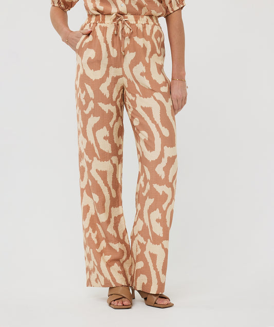 Printed Elastic Waist Trouser by EsQualo Trouser EsQualo